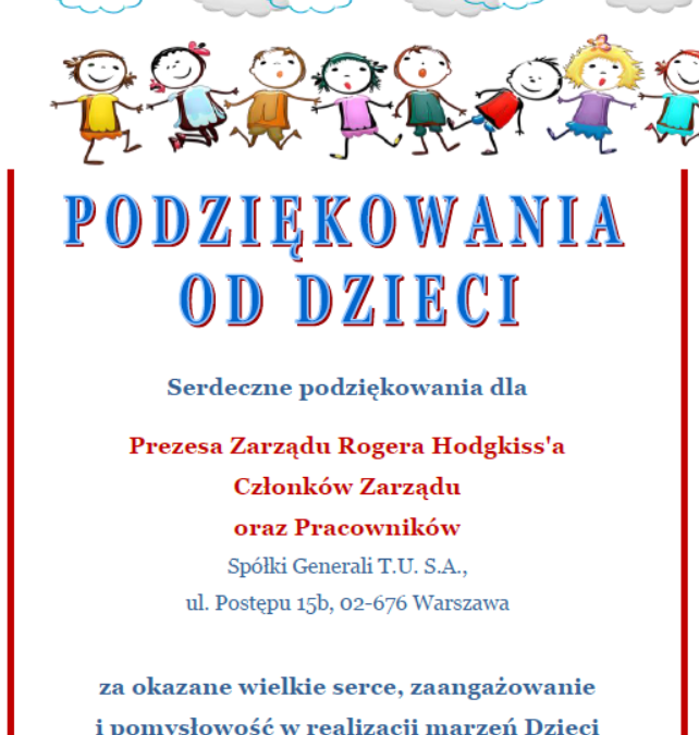 Podziękowania od dzieci dla Świętego Mikołaja