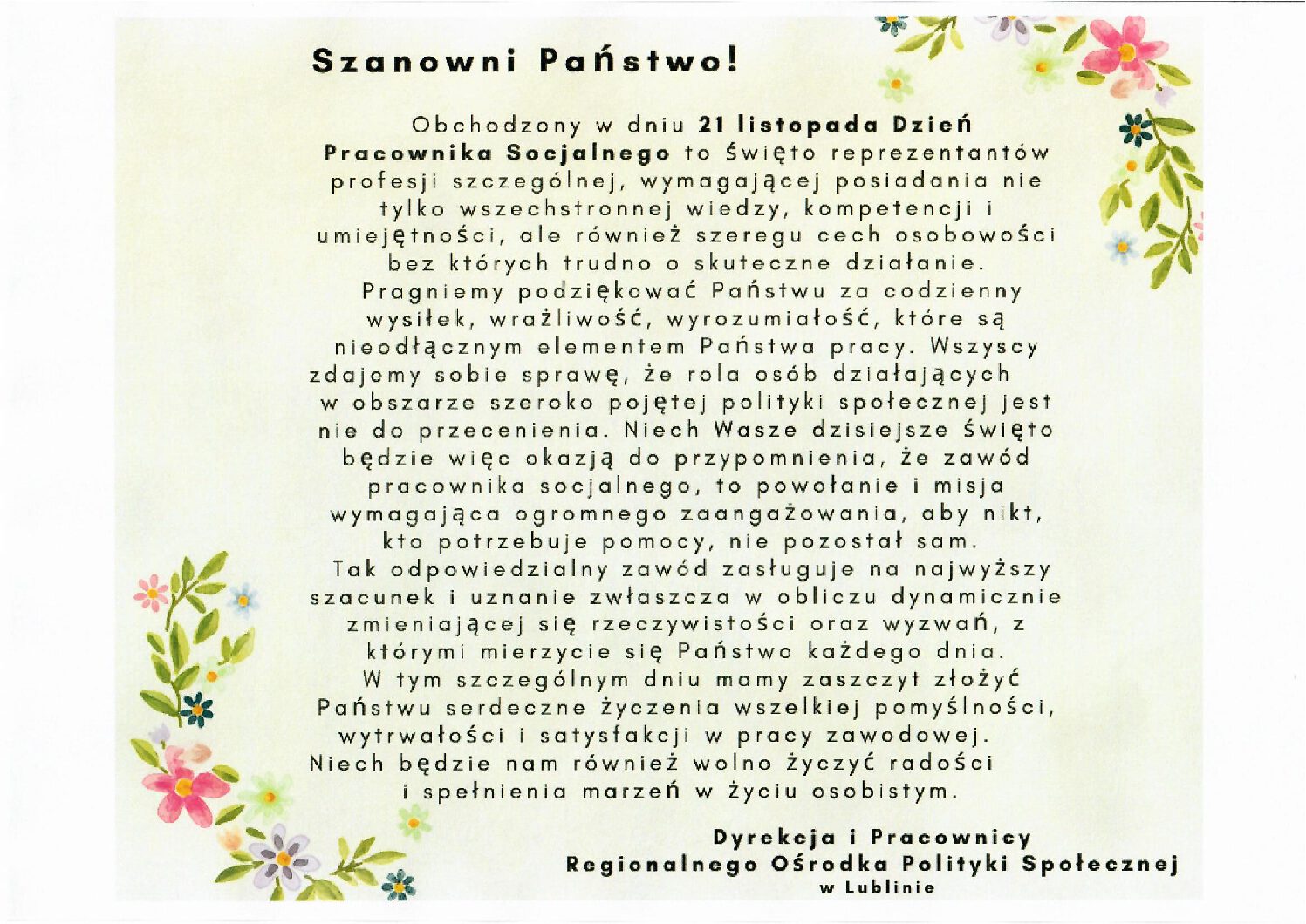 Dzień Pracownika Socjalnego