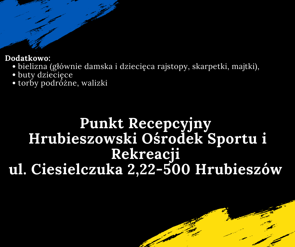 Punkt Recepcyjny Hrubieszowski Ośrodek Sportu i Rekreacji potrzebuje wsparcia w postaci szerokiego asortymentu usług, takich jak:
bielizna, głównie damska i dziecięca, buty dziecięce, torby podróżne, walizki