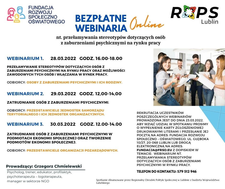 Plakat dotyczący webinariów