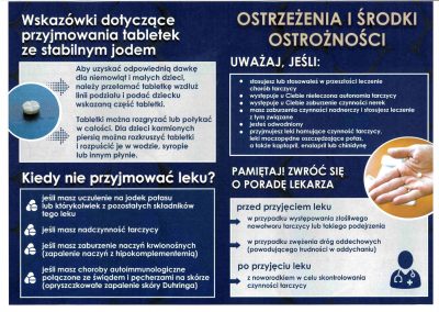 plakat informacyjny dotyczący stosowania Jodu
