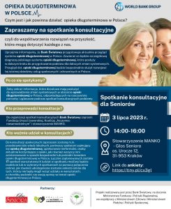 ZAPRASZENIE NA KONSULTACJE SPOŁECZNE Z ZAKRESU OPIEKI DŁUGOTERMINOWEJ W POLSCE